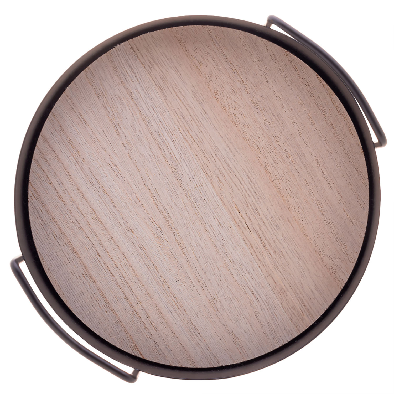Encontraproduto.com.br - Bandeja Redonda Metal/MDF com Alça 20x6cm Preto Lyor