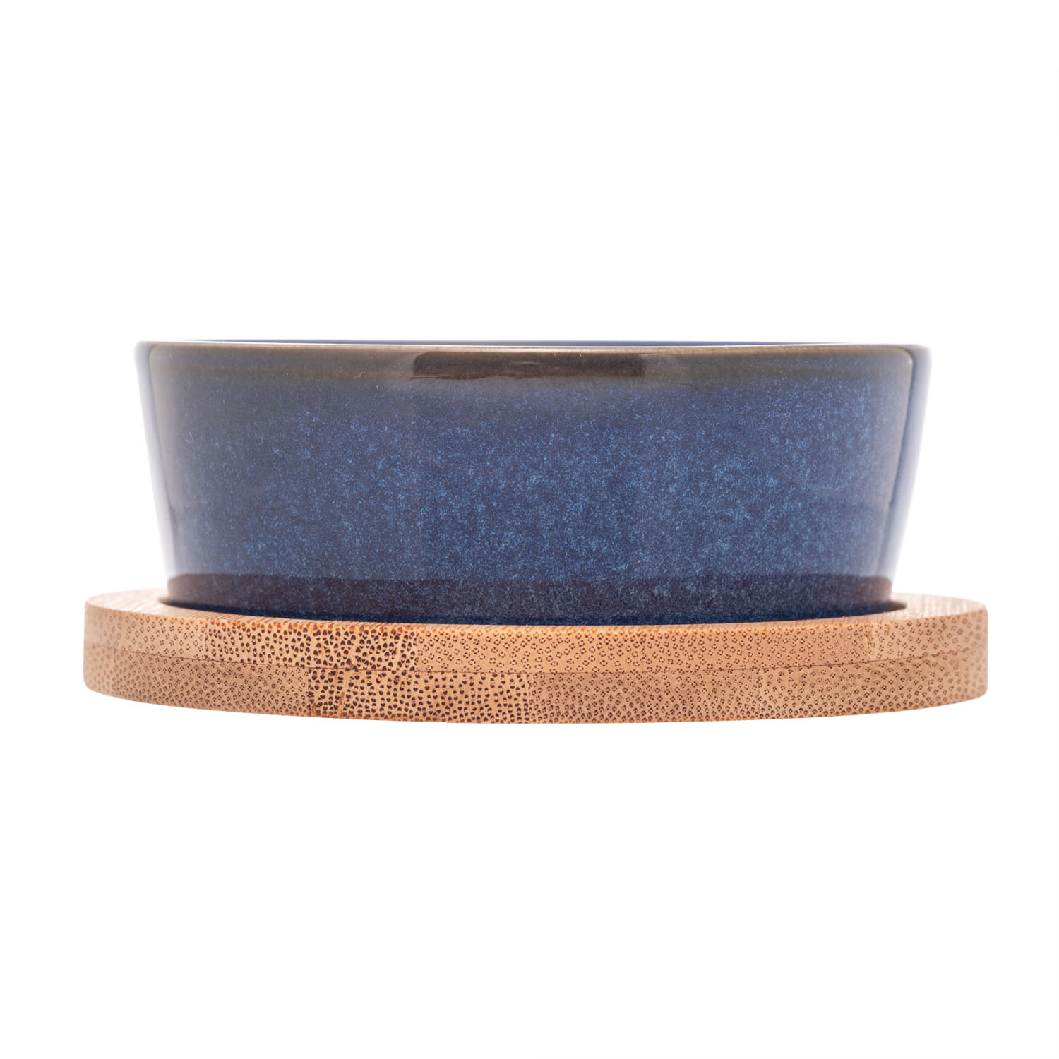 Encontraproduto.com.br - Conjunto 2 Petisqueiras de Cerâmica com 2 Bandejas de Bambu 20cm x 10cm x 3,5cm - Lyor