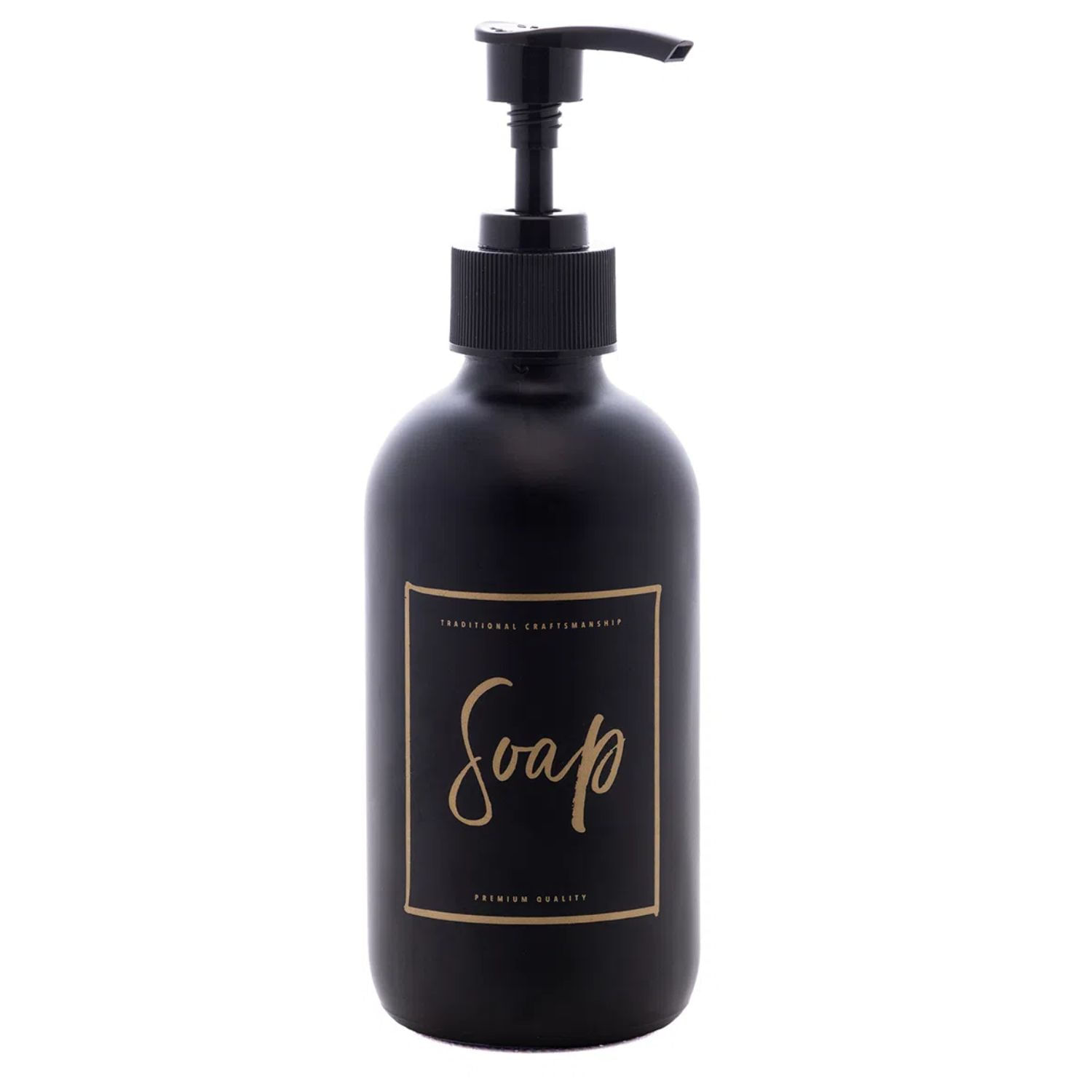 Encontraproduto.com.br - Porta Sabonete Líquido de Vidro Fosco com Pump de Plástico Preto 250ml - Lyor