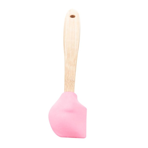 Encontraproduto.com.br - Jogo 4 Utensílios de Silicone com Cabo de Bambu Rosa