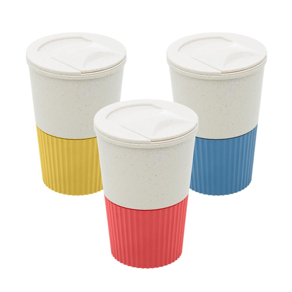 Copo de Bambu e PP para Café com Tampa Sortido 400ml - Lyor