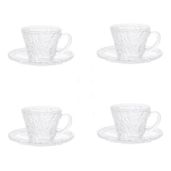 Xícara de Café de Cristal Martelado com Pires Petra 70ml - Lyor