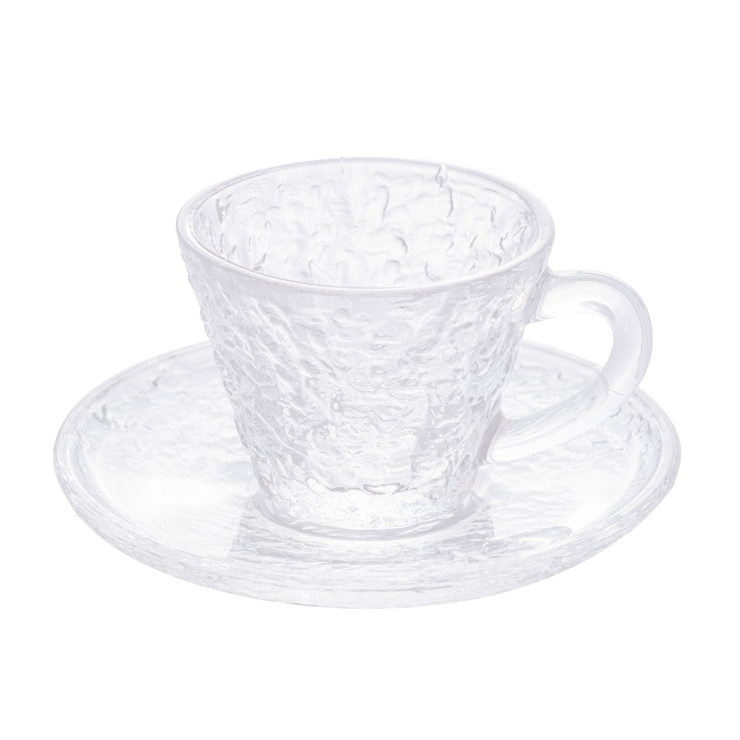 Encontraproduto.com.br - Xícara de Café de Cristal Martelado com Pires Petra 70ml - Lyor