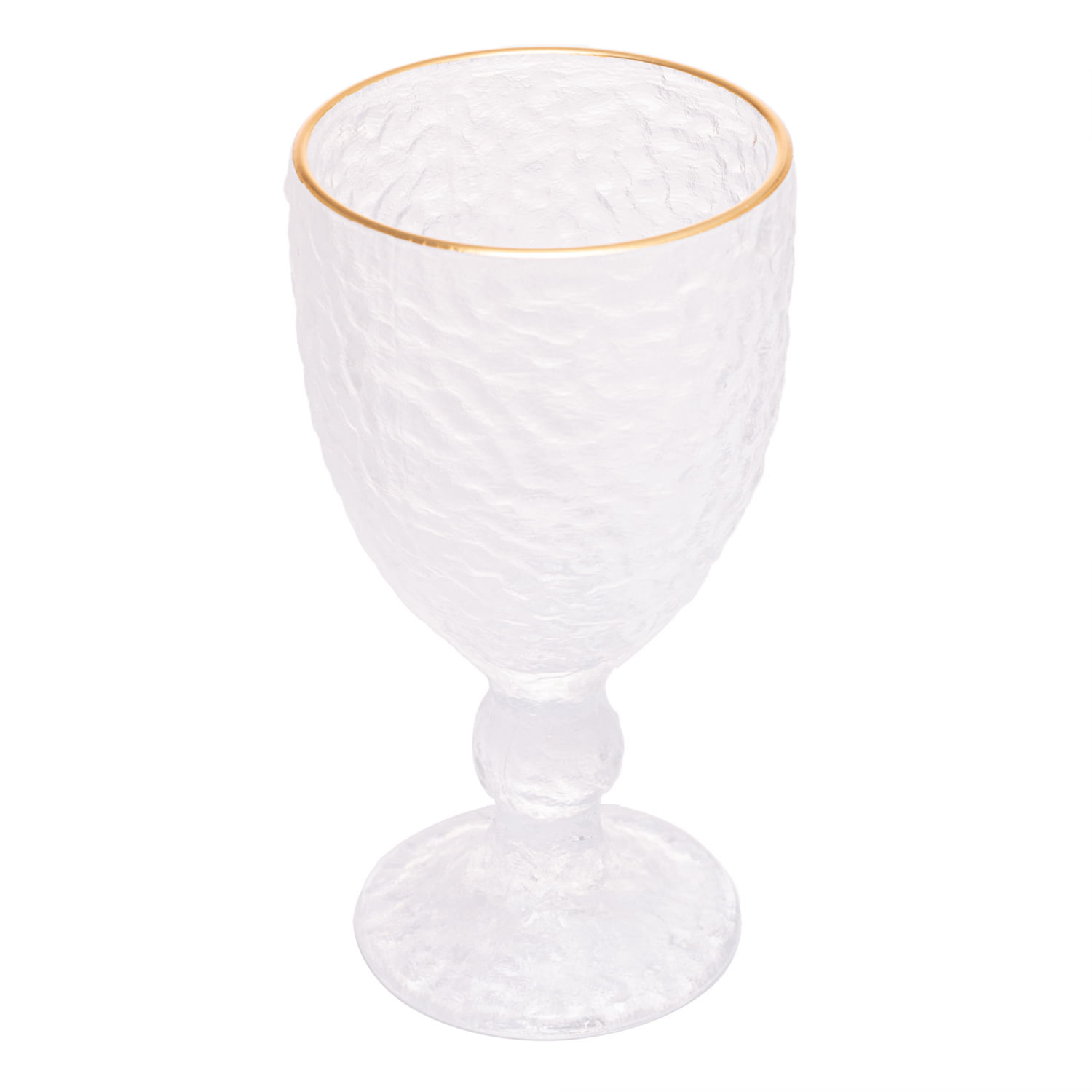 Encontraproduto.com.br - Taça de Água de Cristal Martelado com Fio de Ouro Petra 320ml - Lyor