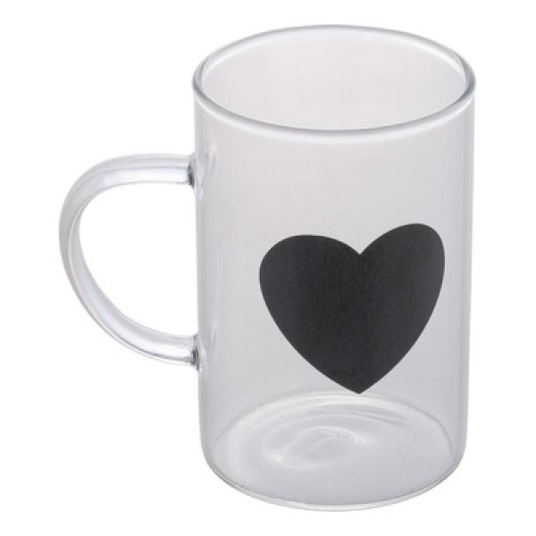 Caneca Vidro Resistente ao Calor Black Heart 280ml