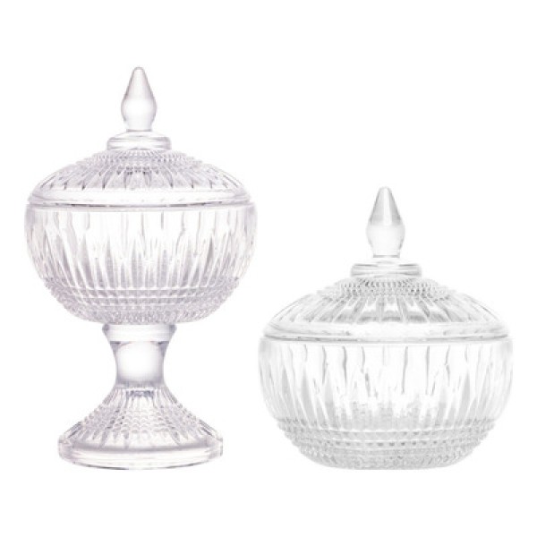 Encontraproduto.com.br - Potiche em cristal com pé Lyor Brandon 38,3cm
