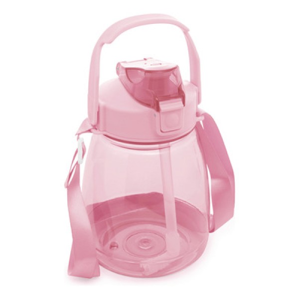 Encontraproduto.com.br - Garrafa para Água de Policarbonato com Adesivo e Alça Dupla Rosa 1200ml - Lyor