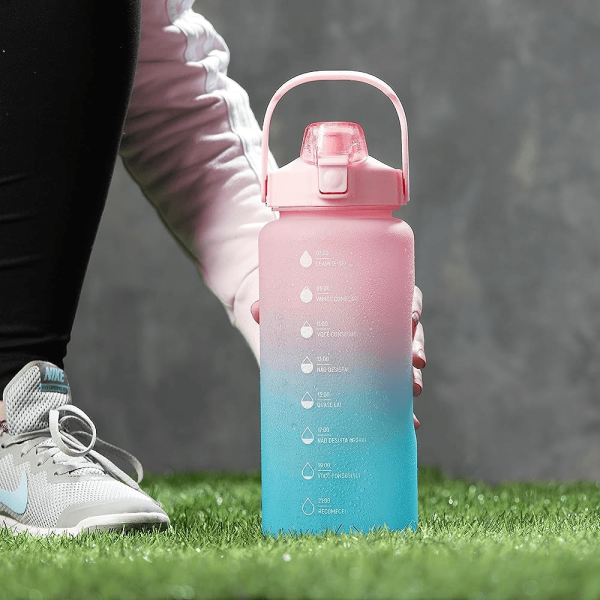Encontraproduto.com.br - Garrafa Squeeze Grande 2l Em Policarbonato C/ Marcadores Azul E Rosa Lyor