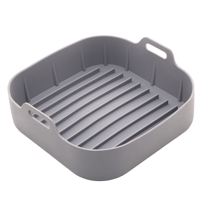 Forma Quadrada De Silicone Para Air Fryer Cinza 20x09 Cm
