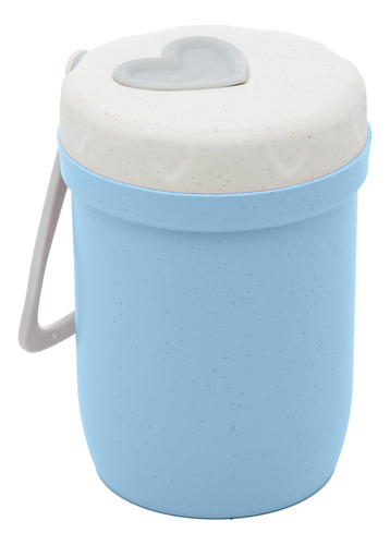 Encontraproduto.com.br - Pote Térmico de Bambu e PP Parede Dupla com Alça de Silicone e Tampa Azul 300ml - Lyor