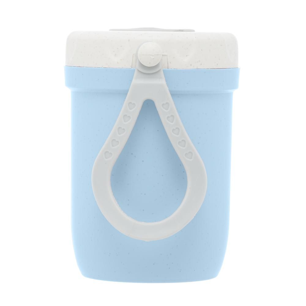 Encontraproduto.com.br - Pote Térmico de Bambu e PP Parede Dupla com Alça de Silicone e Tampa Azul 300ml - Lyor