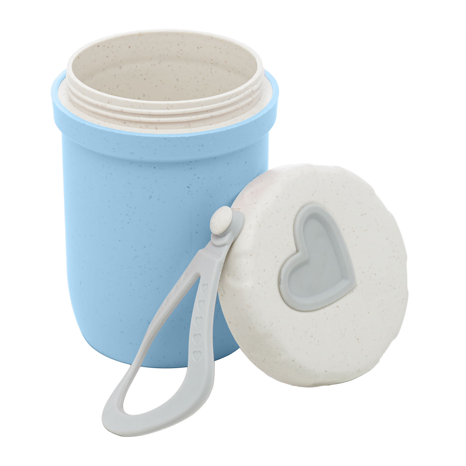 Encontraproduto.com.br - Pote Térmico de Bambu e PP Parede Dupla com Alça de Silicone e Tampa Azul 300ml - Lyor