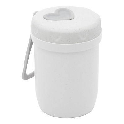 Encontraproduto.com.br - Pote Térmico de Bambu e PP Parede Dupla com Alça de Silicone e Tampa Branca 300ml - Lyor