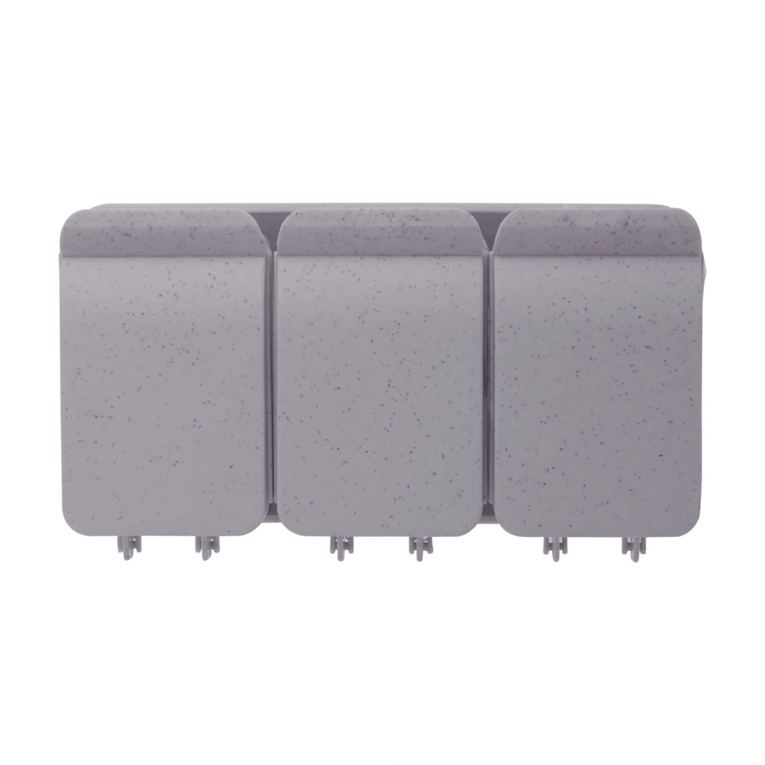 Encontraproduto.com.br - Kit 3 Porta Temperos De Bambu C/colher E Bandeja Lines Cinza