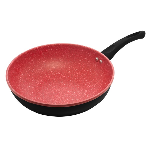 Encontraproduto.com.br - Frigideira Wok de Indução em Alumínio com Revestimento Cerâmico Granilite Vermelha 28cm - Lyor