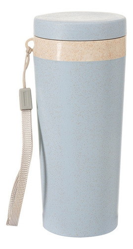 Copo Fibra Bambu C/ Tampa Ecológico Térmico Microondas 350ml Cor Azul Sem desenho