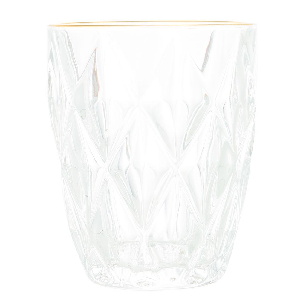 Encontraproduto.com.br - Copo de Vidro com Fio de Ouro Diamond 270ml