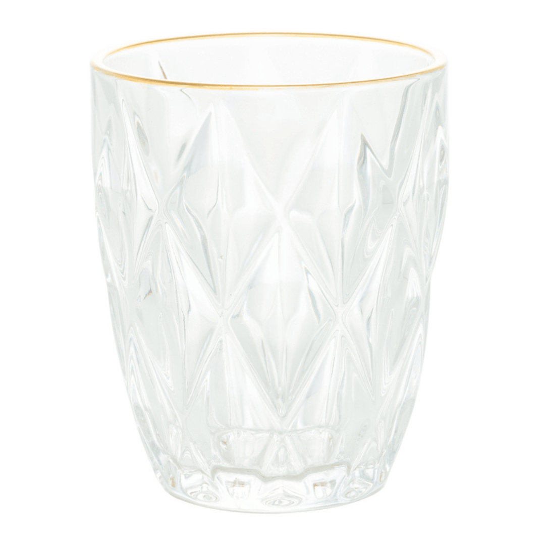 Encontraproduto.com.br - Copo de Vidro com Fio de Ouro Diamond 270ml