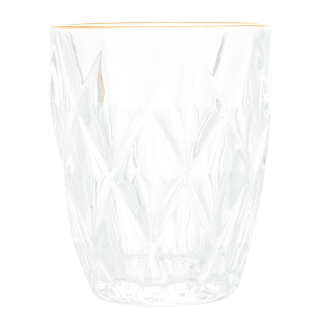 Encontraproduto.com.br - Copo de Vidro com Fio de Ouro Diamond 270ml
