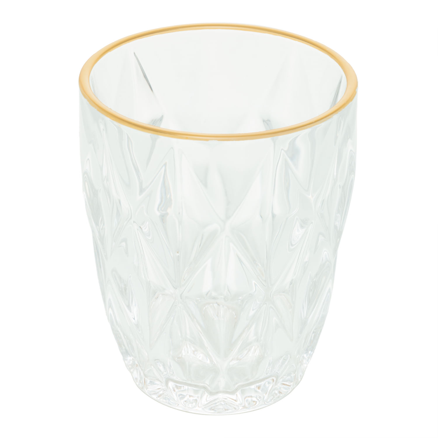 Encontraproduto.com.br - Copo de Vidro com Fio de Ouro Diamond 270ml