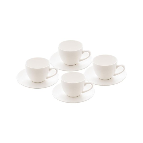 Kit 4 Xícaras de Café de Porcelana com Pires Clean 100ml