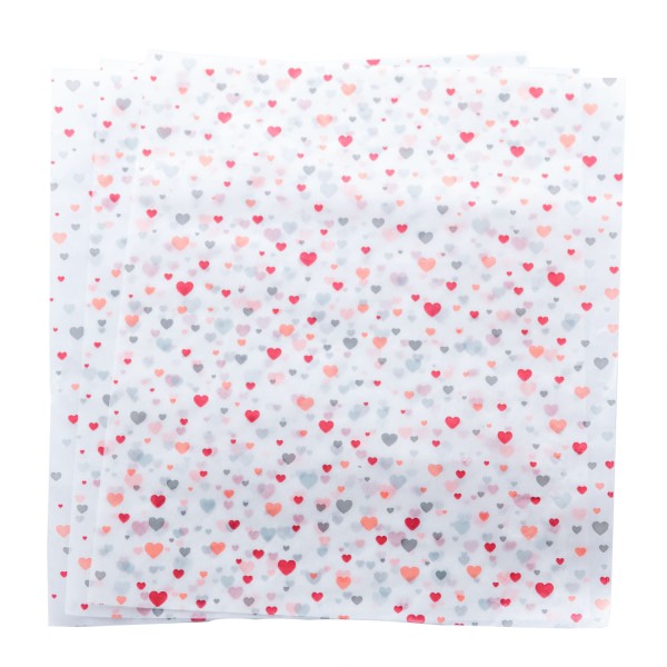 Encontraproduto.com.br - Jogo 50 Unidades Papel Manteiga Estampado Heart 24,5x21Cm