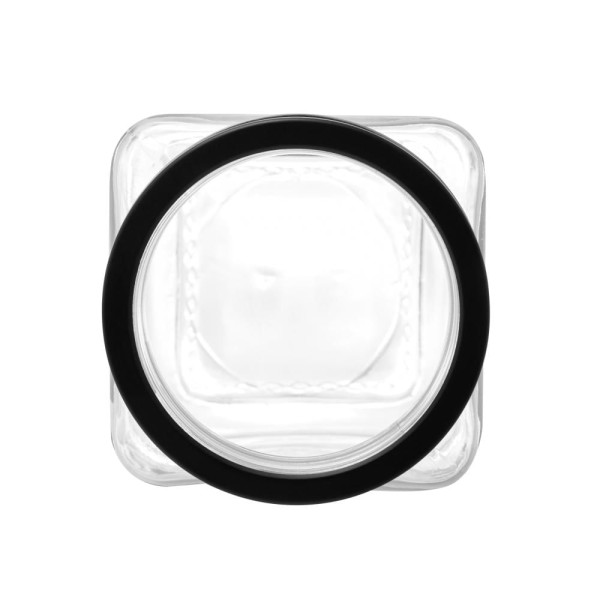 Encontraproduto.com.br - Pote Vidro Com Tampa Metal E Acrílico Gastro Preta 1,2L