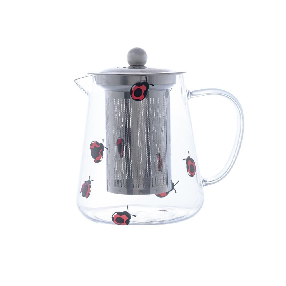Chaleira De Vidro Com Filtro De Aço Inox Ladybug 750Ml