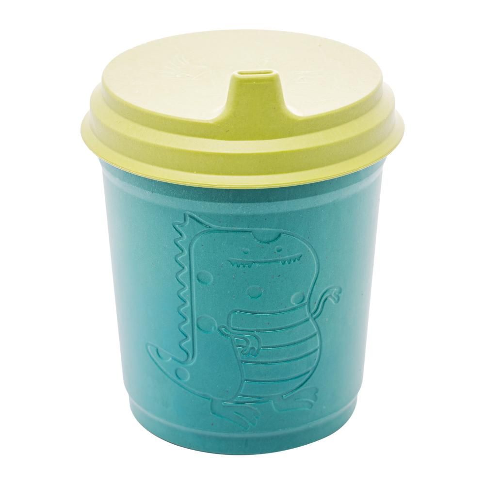 Encontraproduto.com.br - Copo De Bambu Pp Com Tampa Baby Dino Verde 450Ml - Lyor