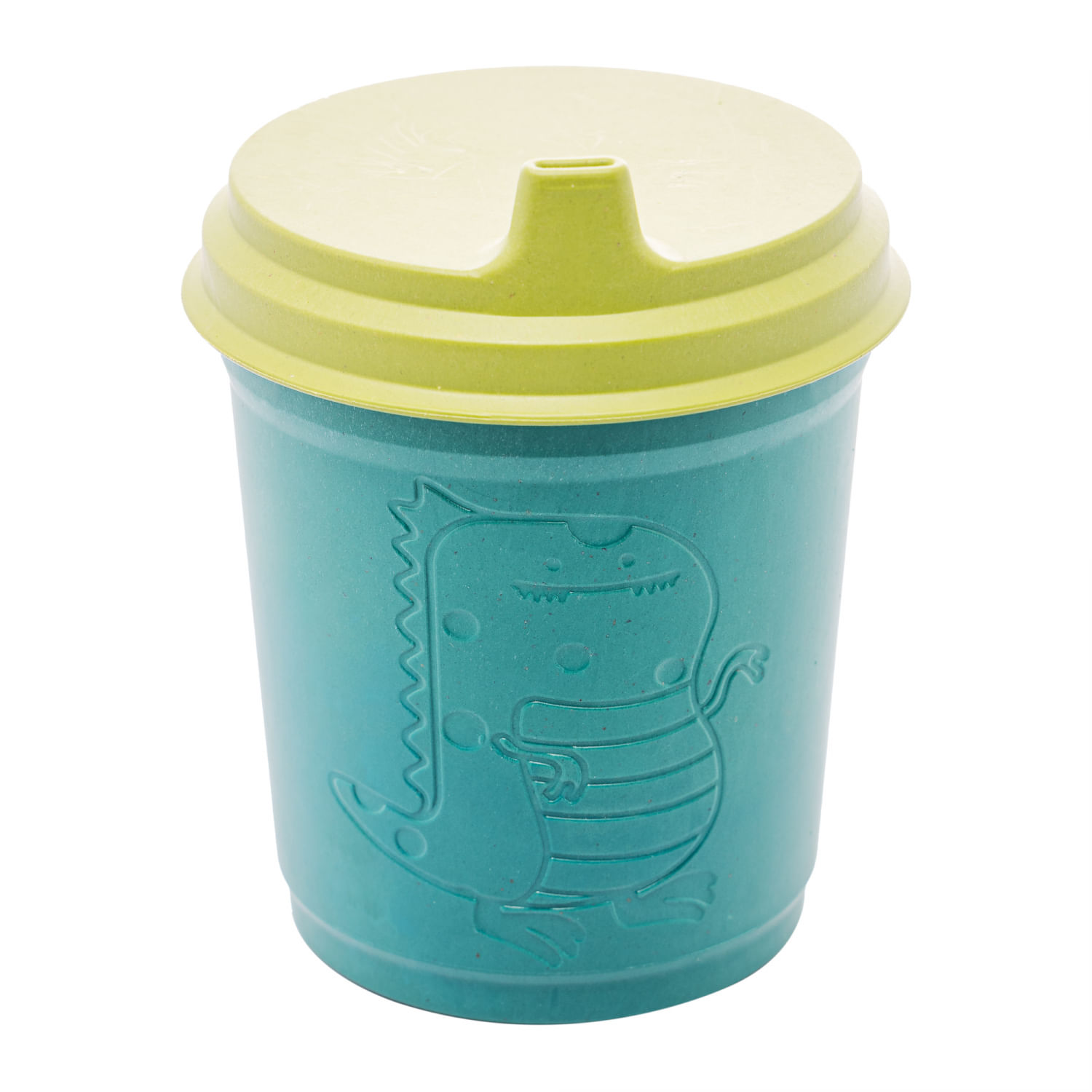 Encontraproduto.com.br - Copo De Bambu Pp Com Tampa Baby Dino Verde 450Ml - Lyor