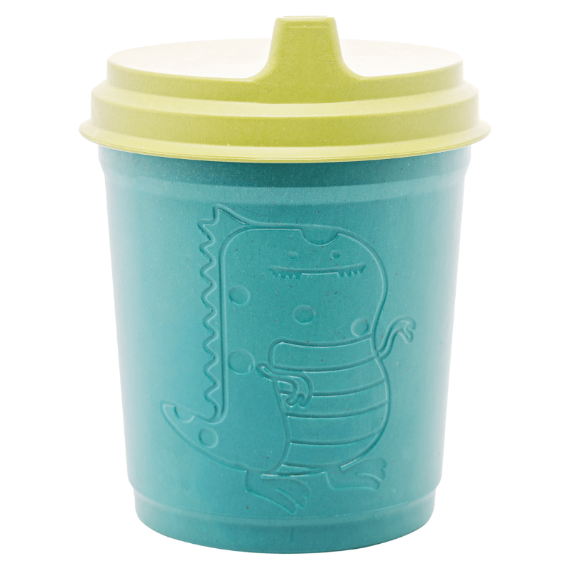 Encontraproduto.com.br - Copo De Bambu Pp Com Tampa Baby Dino Verde 450Ml - Lyor