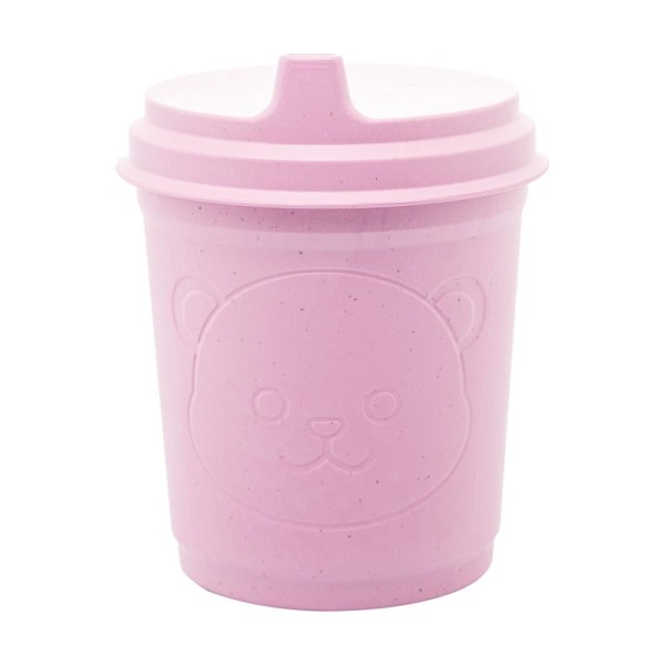 Copo De Bambu Pp Com Tampa Baby Bear Rosa 400Ml - Lyor