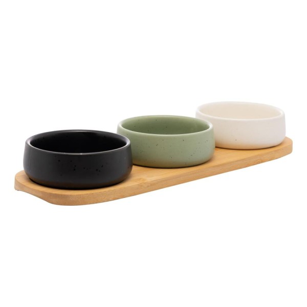 Kit 3 Petisqueiras C/Bandeja Bambu 32cm 10cm 3,5cm - Lyor