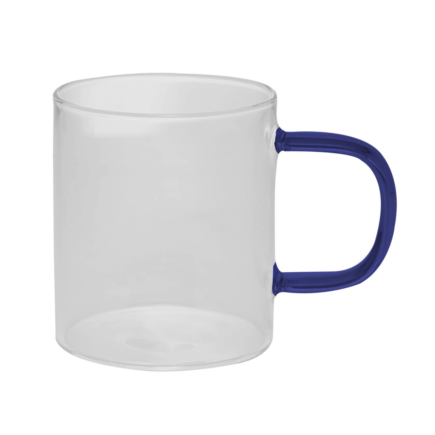 Encontraproduto.com.br - Kit 2 Canecas De Vidro Com Alça Azul 200Ml