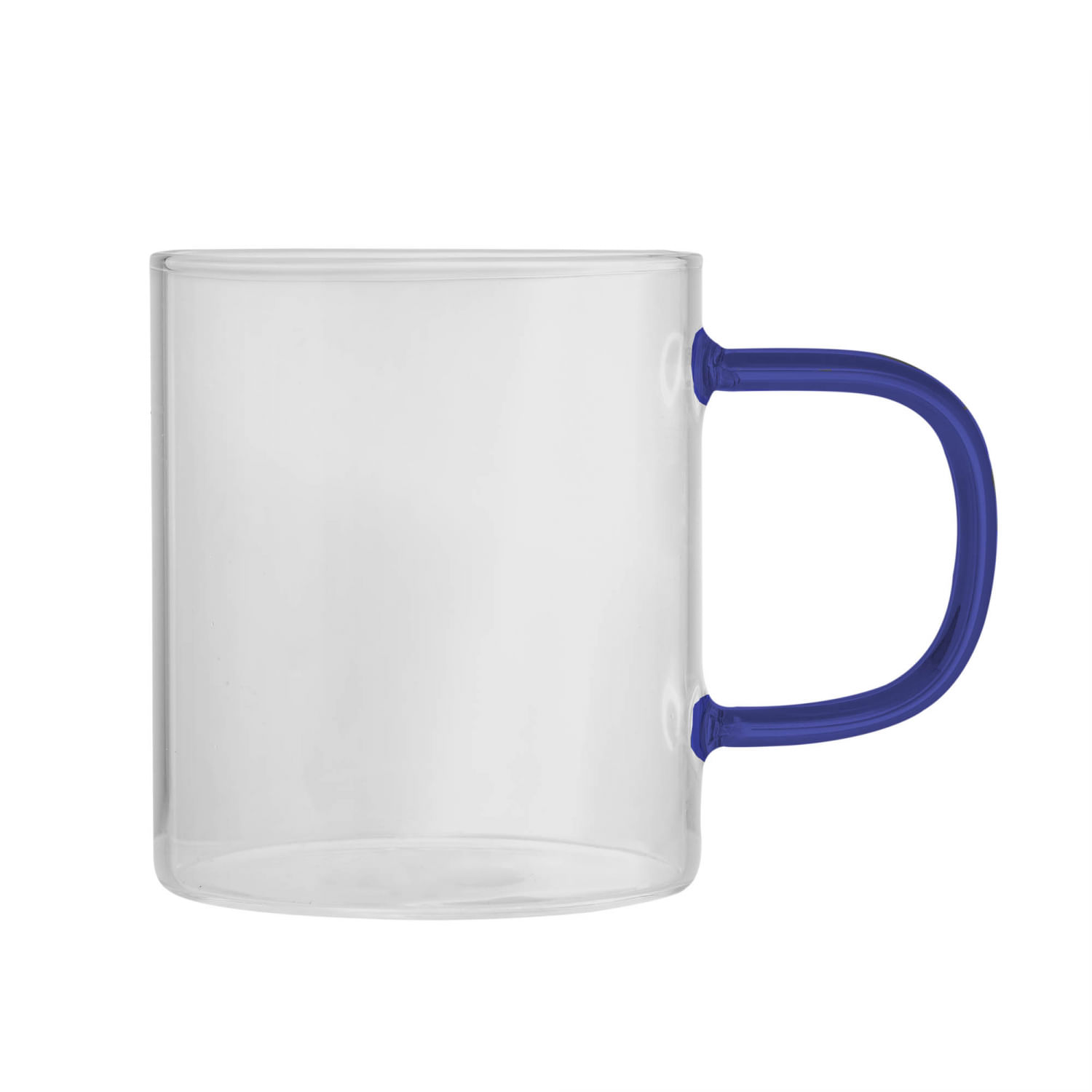 Encontraproduto.com.br - Kit 2 Canecas De Vidro Com Alça Azul 200Ml