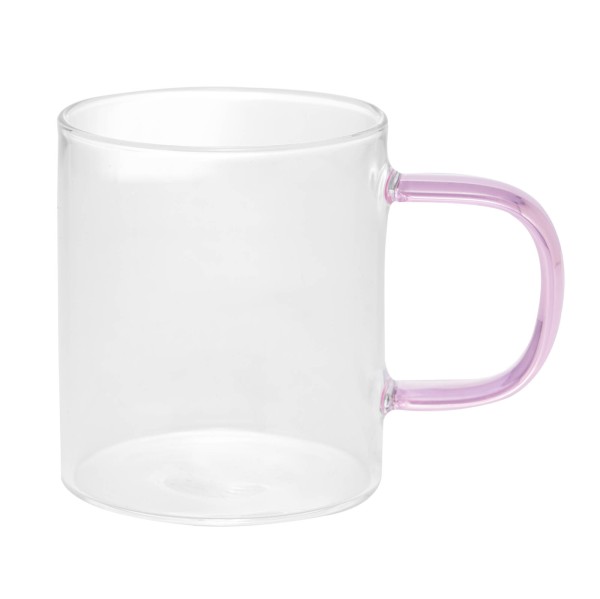 Encontraproduto.com.br - Conjunto 2 Canecas de Vidro Borossilicato com Alça Rosa 350ml - Lyor