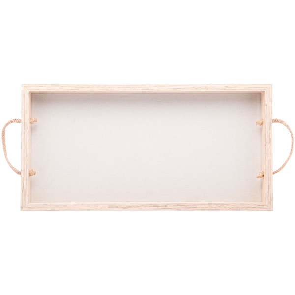 Encontraproduto.com.br - Bandeja Retangular de Mdf com Fundo Tipo Palha Natural e Alça 41,5cm x 20cm x 4cm - Lyor