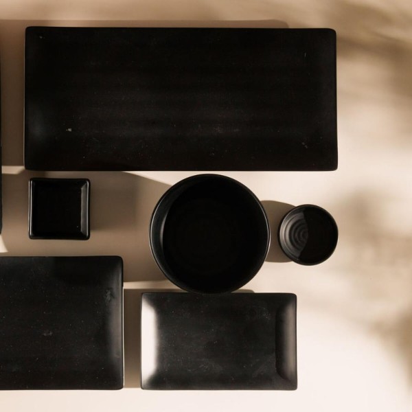 Encontraproduto.com.br - Porta Shoyu Redondo De Melamina Tóquio Preto 7X 7X 2Cm