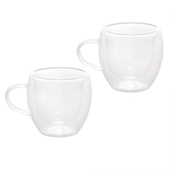 Encontraproduto.com.br - Kit 2 Xícaras Café Parede Dupla Vidro Modern 80Ml