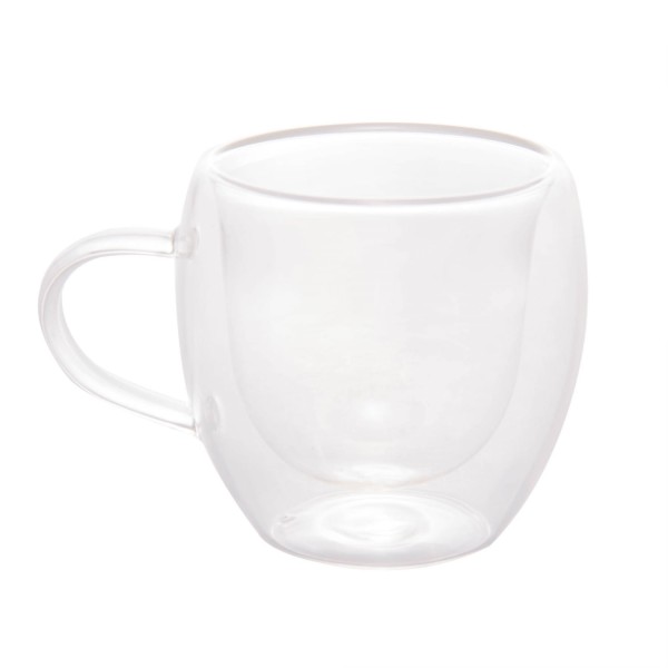 Encontraproduto.com.br - Kit 2 Xícaras Café Parede Dupla Vidro Modern 80Ml