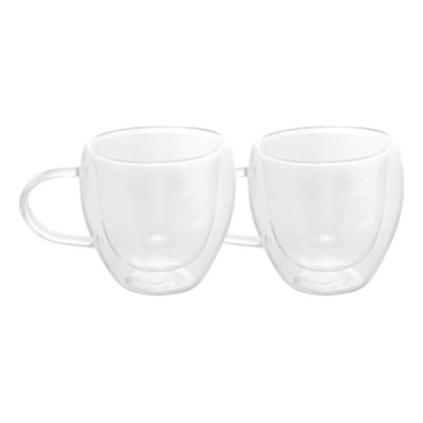 Encontraproduto.com.br - Kit 2 Xícaras Chá Parede Dupla Vidro Modern 250ml