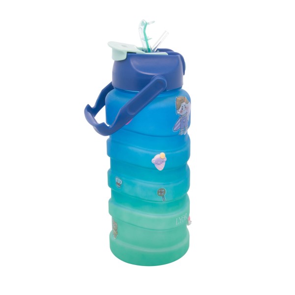 Encontraproduto.com.br - Garrafa Squeeze Wave Azul e Verde Cartelas de Adesivos 2L