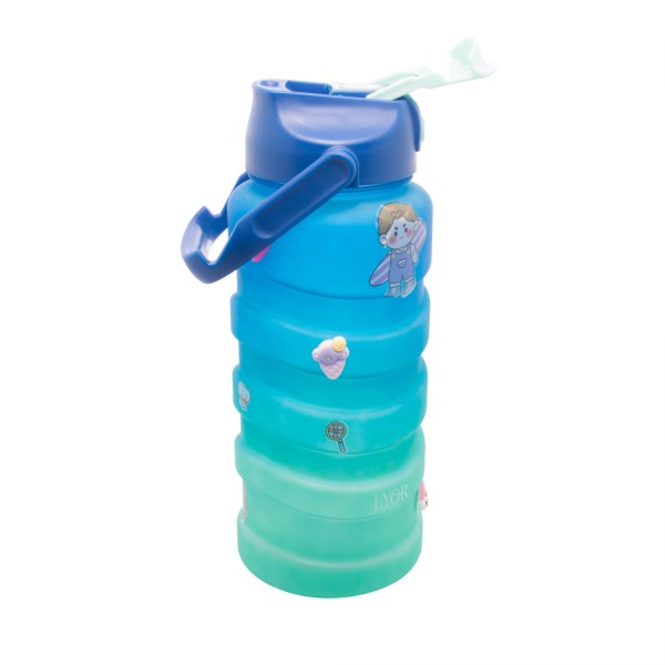 Encontraproduto.com.br - Garrafa Squeeze Wave Azul e Verde Cartelas de Adesivos 2L
