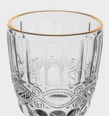 Encontraproduto.com.br - Taça de Água de Vidro com Fio de Ouro Libélula 300ml - Lyor