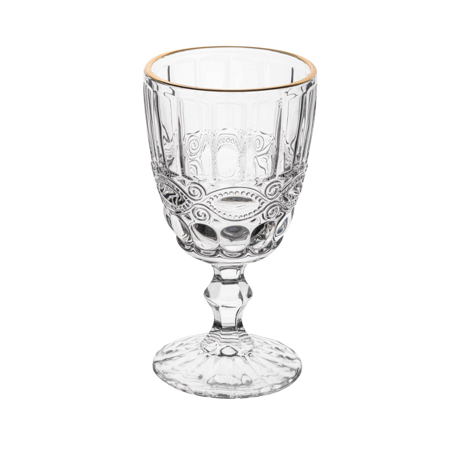 Encontraproduto.com.br - Taça de Água de Vidro com Fio de Ouro Libélula 300ml - Lyor