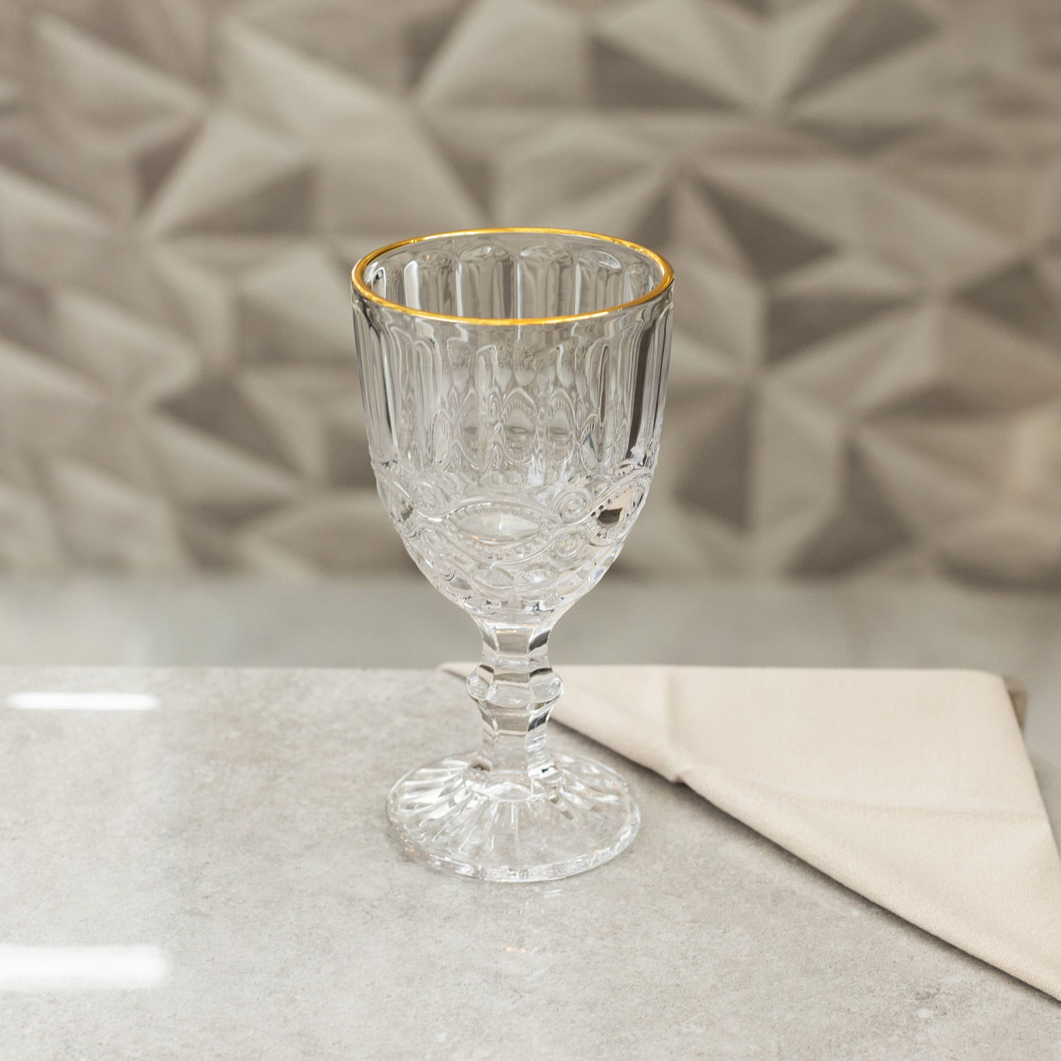 Encontraproduto.com.br - Taça de Água de Vidro com Fio de Ouro Libélula 300ml - Lyor