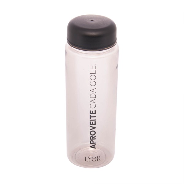 Encontraproduto.com.br - Garrafa Squeeze de Poliestireno Translúcida Preta 520ml - Lyor