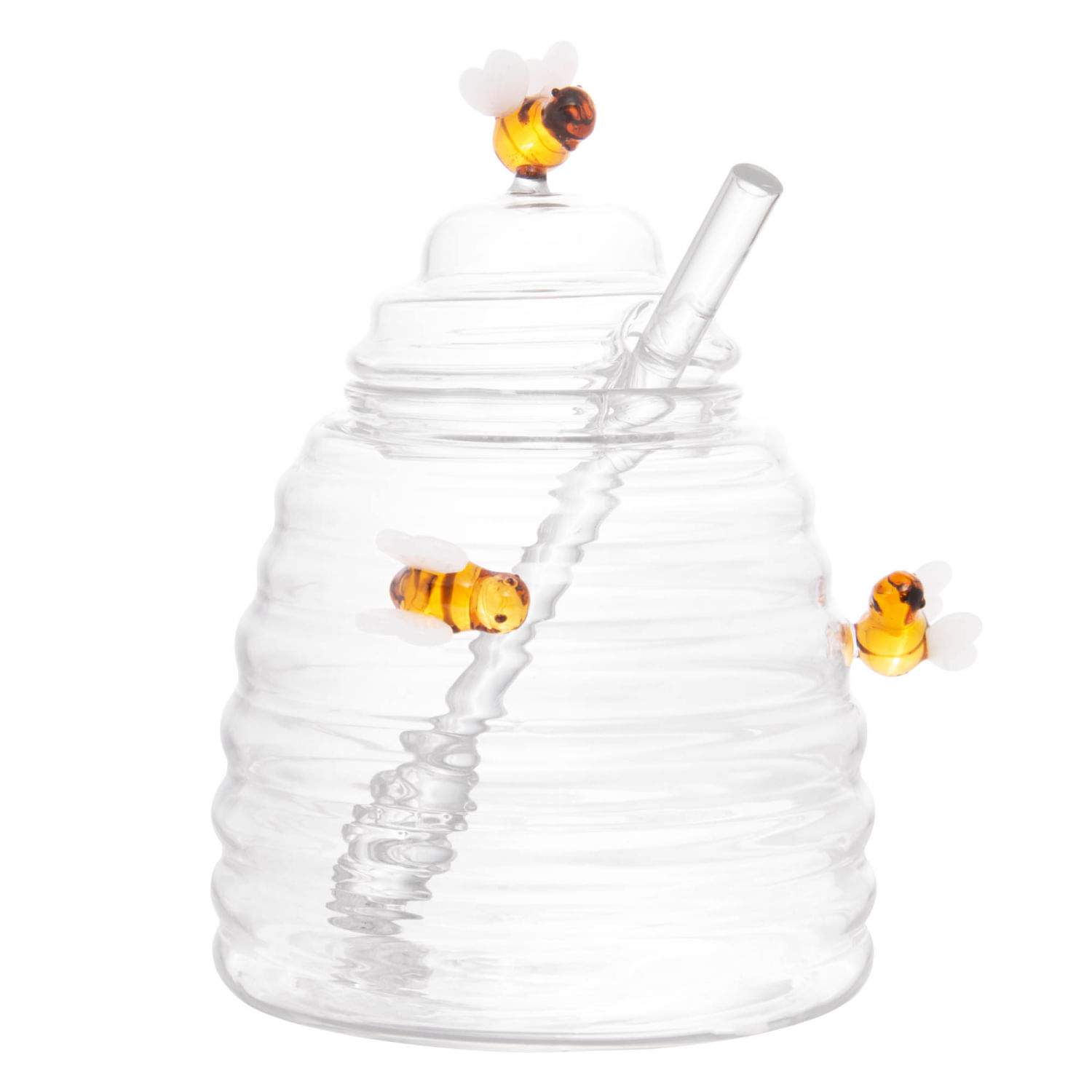 Encontraproduto.com.br - Meleira de Vidro Borossilicato com Pegador Lovely Bee 10cm x 10cm x 13,5 - Lyor