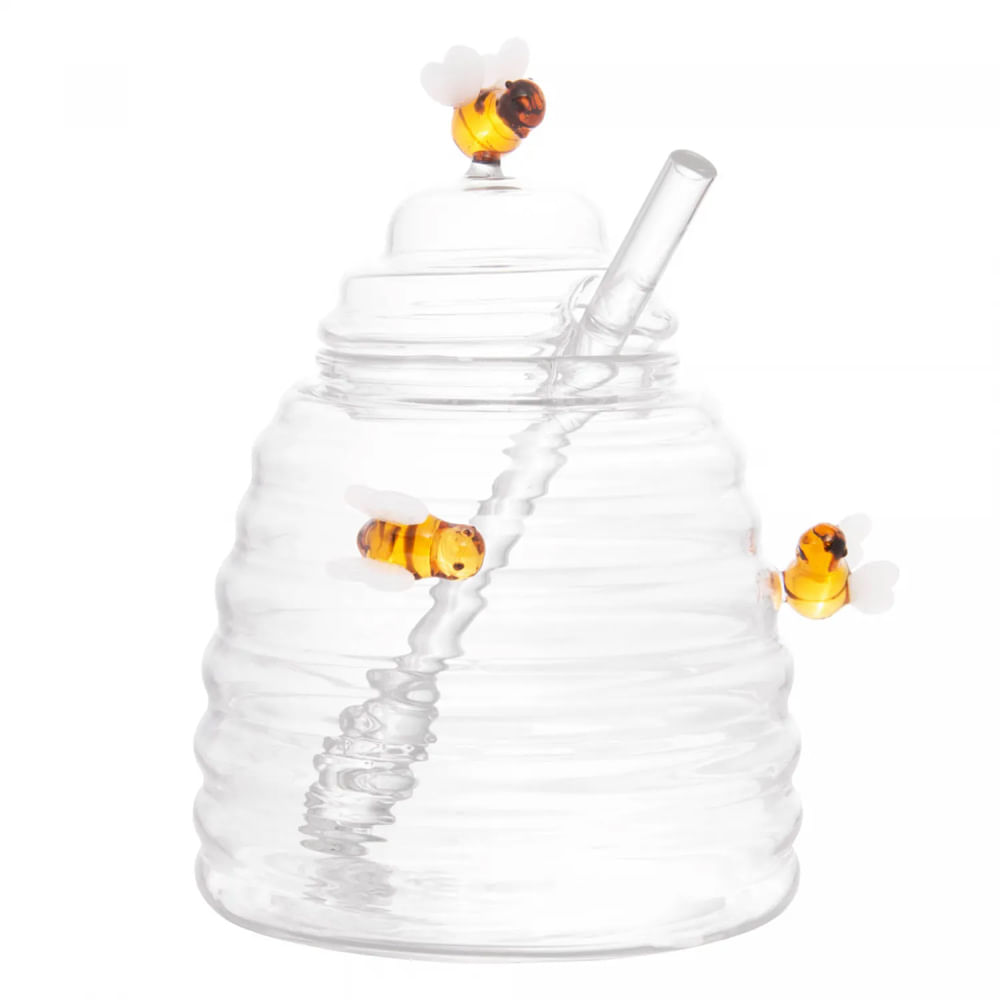 Encontraproduto.com.br - Meleira de Vidro Borossilicato com Pegador Lovely Bee 10cm x 10cm x 13,5 - Lyor