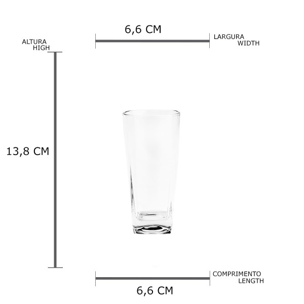 Encontraproduto.com.br - Conjunto De 6 Copos Altos Em Vidro Square 300 ml